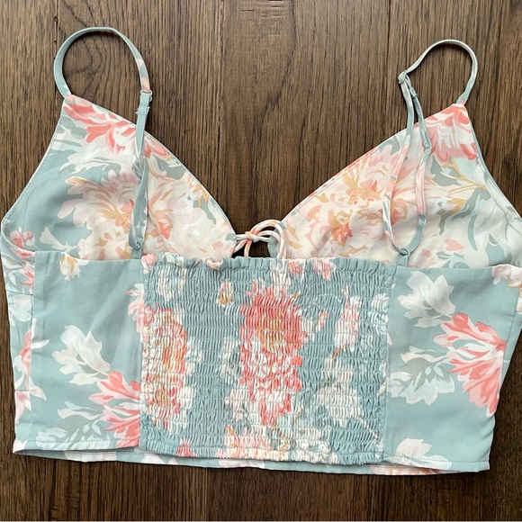 ABERCROMBIE Floral Tie Front Crop Top M - Picture 5 of 7